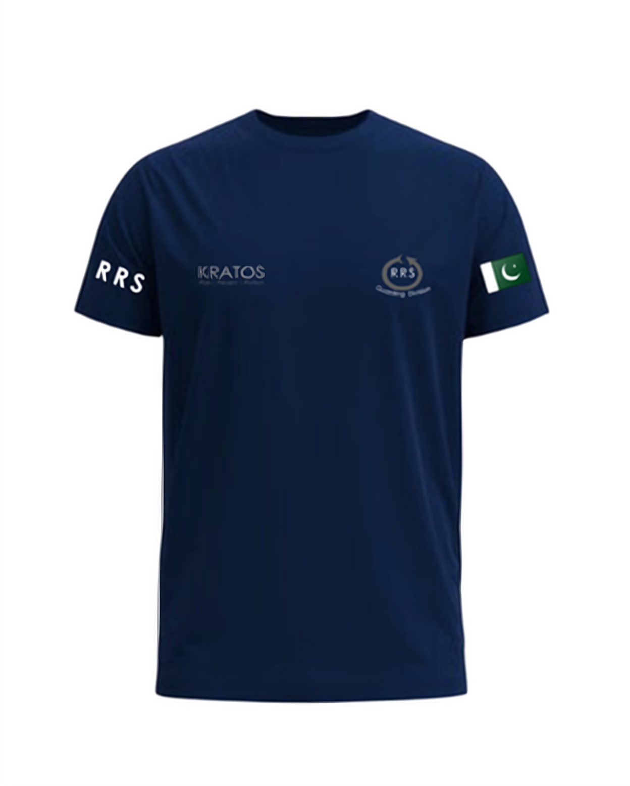 RRS Guarding Division uniform shirt in navy with KRATOS, RRS and Pakistan flag badges